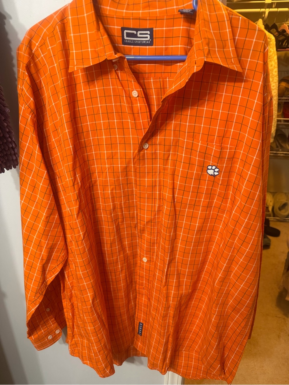 Clemson Orange Plaid Button-Down Shirt